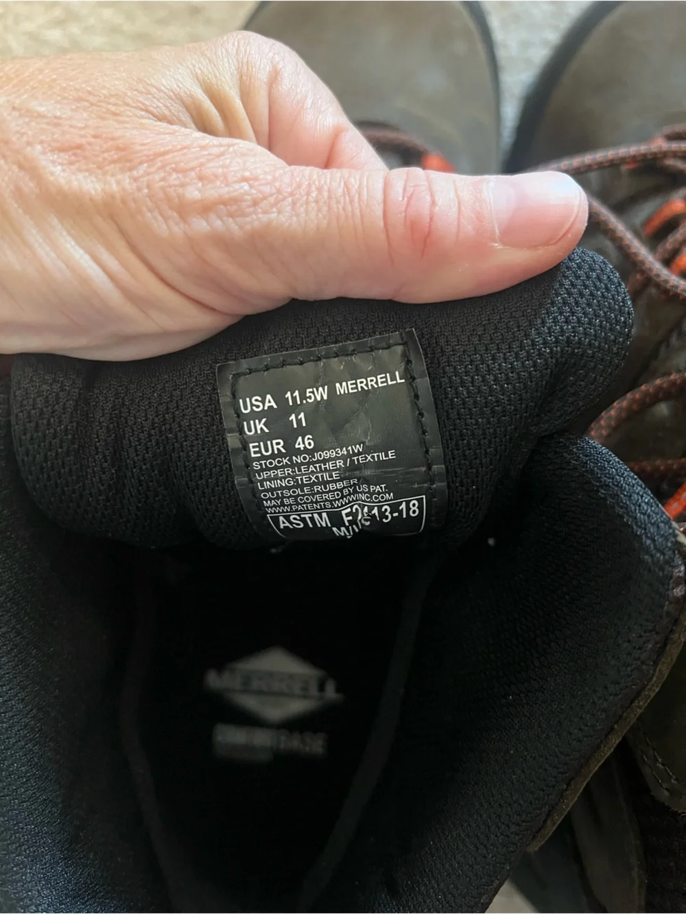 Merrell Men's Brown Hiking Boots comp toe shoe 11.5